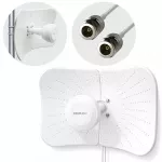 Qoltec Antena paraboliczna 4G 5G LTE | 2x19dBi | kierunkowa | zewnętrzna | LTE 600–2700 MHz | 5G 3300–4200 MHz | N Female | wodoodporna | 5m