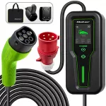 Qoltec Mobilna ładowarka do samochodu elektrycznego EV i hybryd z regulacją 2w1 Typ2 | 11kW | 3 Fazy | CEE 32A | LCD | Przenośna | Wallbox | 5m 