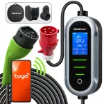 Qoltec Mobilna ładowarka do samochodu elektrycznego EV i hybryd z regulacją 2w1 Typ2 | 11kW | 400V | CEE 32A | Wi-fi | TUYA | SMART LIFE | LCD | Przenośna | Wallbox | 5m