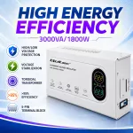 Qoltec Automatyczny Stabilizator napięcia AVR 3000VA | 1800W | Compact | Toroidalny transformator 