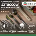 KINGHOFF SZTUĆCE TURYSTYCZNE ZESTAW 3w1 ZE STALI NIERDZEWNEJ W SILIKONOWYM ETUI