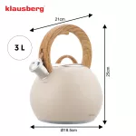 KLAUSBERG CZAJNIK STALOWY 3L BEŻOWY MAT Z UCHWYTEM DREWNOPODOBNYM