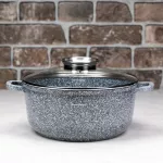 KLAUSBERG GARNEK Z POKRYWKĄ MARMUREK 22cm 3,3L STAL SZARY