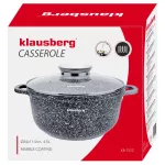 KLAUSBERG GARNEK Z POKRYWKĄ MARMUREK 24cm 4,5L STAL SZARY
