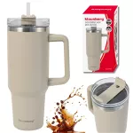 KLAUSBERG KUBEK TERMICZNY ZE SŁOMKĄ BEŻOWY  1100ml STAL NIERDZEWNA