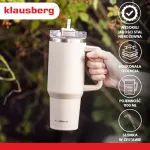 KLAUSBERG KUBEK TERMICZNY ZE SŁOMKĄ BEŻOWY  1100ml STAL NIERDZEWNA