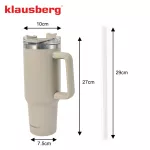 KLAUSBERG KUBEK TERMICZNY ZE SŁOMKĄ BEŻOWY  1100ml STAL NIERDZEWNA