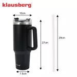 KLAUSBERG KUBEK TERMICZNY ZE SŁOMKĄ CZARNY  1100ml STAL NIERDZEWNA