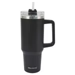KLAUSBERG KUBEK TERMICZNY ZE SŁOMKĄ CZARNY  1100ml STAL NIERDZEWNA