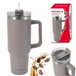 KLAUSBERG KUBEK TERMICZNY ZE SŁOMKĄ SZARY  1100ml STAL NIERDZEWNA