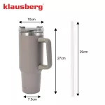 KLAUSBERG KUBEK TERMICZNY ZE SŁOMKĄ SZARY  1100ml STAL NIERDZEWNA