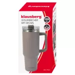 KLAUSBERG KUBEK TERMICZNY ZE SŁOMKĄ SZARY  1100ml STAL NIERDZEWNA
