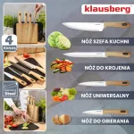 KLAUSBERG ZESTAW NOŻY I DESEK 8 ELEMENTÓW Z ORGANIZEREM DREWNIANYM STAL NIERDZEWNA