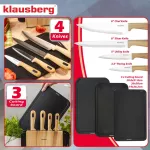 KLAUSBERG ZESTAW NOŻY I DESEK 8 ELEMENTÓW Z ORGANIZEREM DREWNIANYM STAL NIERDZEWNA