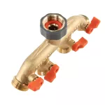 BRADAS ROZDZIELACZ 4-DROŻNY GW 3/4"x GZ 3/4" MOSIĄDZ  Z ZAWORAMI BRASS SOFT