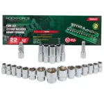 ROCKFORCE NASADKI KRÓTKIE  6-KĄT. 22szt.1/2" 10-32mm /WKŁADKA/PÓŁKA