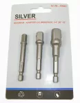 SILVER KOŃCÓWKA ŚRUB  UCHWYT NASADEK KPL 1/4-3/8-1/2