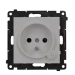 Simon 55 GO WMDS-TEGZ1W-143 Gniazdo z uziemieniem Wi-Fi z przyciskiem i wbudowanym pomiarem energii, sterowany smartfonem – SOCKET 1x16 A, 230 V, (moduł); Aluminium mat