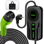 Qoltec Mobilna ładowarka do samochodu elektrycznego EV i hybryd z regulacją 2w1 Typ2 | SCHUKO 16A | 3.5kW | 230V | LCD | Przenośna | Wallbox | 5m 