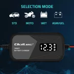 Qoltec Inteligentna mikroprocesorowa ładowarka 12V | 2A | Prostownik  do akumulatora AGM GEL | LCD