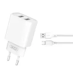 GSM175061 XO ładowarka sieciowa CE02C 2x USB 2,1A biała + kabel microUSB