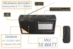 LXLTC2016/CZ PS Radio przenośne LTC-2016 WILGA USB z wbudowanym akumulatorem, CZARNE