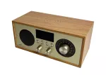 LXLTC511BJ Radio przenośne RETRO Brda FM/BT/USB akum.2200mAh,10W,ładowanie indukcyjne telefonu,jasny brąz/złote