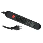 PS-470WS/PRO/3X1,5/H05RR-F/5 Przedłużacz PS-PRO 4-gn. z/u z włącznkiem, 3x1,5mm2; H05RR-F czarny