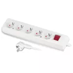 PS-570WS/5,0 Przedłużacz z pięciokrotnym gniazdem z wyłącznikiem; 5x2p+Z, 10A; 5m; biały
