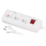 PS-360WS/3,0 Przedłużacz z trzykrotnym gniazdem z wyłącznikiem; 3x2p, 10A; 3,m; biały