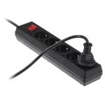 PS-570WS/1,5 Przedłużacz z pięciokrotnym gniazdem z wyłącznikiem; 5x2p+Z, 10A; 1,5m; czarny