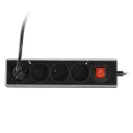 PS-460WS/3,0 Przedłużacz z czterokrotnym gniazdem z wyłącznikiem; 4x2p, 10A; 3m; czarny