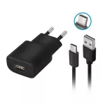 GSM032681 Forever ładowarka sieciowa TC-01 1x USB 2A czarna + kabel USB-C