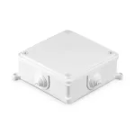 PK-4 + KOD Puszka instalacyjna odgałęźna, naścienna, czterowlotowa z dławicami bezgwintowymi D-25, IP 44, przy zastosowaniu dławic typu "korytko" IP 20, wym. 125x125x45