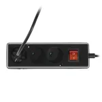 PS-360WS/5,0 Przedłużacz z trzykrotnym gniazdem z wyłącznikiem; 3x2p, 10A; 5,m; czarny