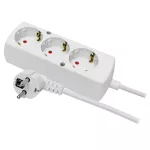 PS-370S/1,5/1,5 Przedłużacz z trzykrotnym gniazdem 3x2p+Z, Schuko, 3x1,5; 16A z przesłonami; 1,5m; biały