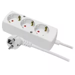 PS-370S/1,5/3,0 Przedłużacz z trzykrotnym gniazdem 3x2p+Z, Schuko, 3x1,5; 16A z przesłonami; 3m; biały