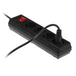 PS-460WS/1,5 Przedłużacz z czterokrotnym gniazdem z wyłącznikiem; 4x2p, 10A; 1,5m; czarny