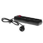 PS-460WS/1,5 Przedłużacz z czterokrotnym gniazdem z wyłącznikiem; 4x2p, 10A; 1,5m; czarny
