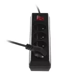 PS-470WS/5,0 Przedłużacz z czterokrotnym gniazdem z wyłącznikiem; 4x2p+Z, 10A; 5m; czarny