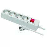 PS-470SWS/1,5/10,0 Przedłużacz z czterokrotnym gniazdem z wyłacznikiem; Schuko 3x2p+z, 3x1,5; 16A; 10m; czarny