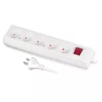 PS-560WS/3,0 Przedłużacz z pięciokrotnym gniazdem z wyłącznikiem; 5x2p, 10A; 3m; czarny