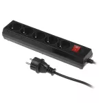 PS-570WS/1,5/5,0 Przedłużacz z pięciokrotnym gniazdem z wyłącznikiem; 5x2p+Z, 3x1,5; 16A; 5m; czarny