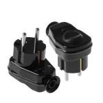 WT-16US/ŁK IP 44 Wtyczka rozbieralna, kątowa z wyłącznikiem, , podświetlana, Uni-Schuko 2p+Z; WT-16US/ŁK IP 44; czarny