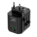 AD-2/EU/UNI/20W CZARNY Uniwerslany adapter sieciowy (EU, UK, US, AU), szybkie ładowanie PD20W+QC