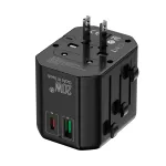 AD-2/EU/UNI/20W CZARNY Uniwerslany adapter sieciowy (EU, UK, US, AU), szybkie ładowanie PD20W+QC