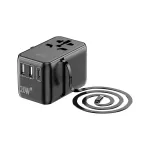 AD-3/EU/UNI/20W CZARNY Uniwerslany adapter sieciowy (EU, UK, US, AU), szybkie ładowanie PD20W+QC
