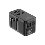 AD-4/EU/UNI/65W CZARNY Uniwerslany adapter sieciowy (EU, UK, US, AU), szybkie ładowanie PD65W+QC