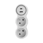 R-2CA/B/PD Rozgałęźnik dwukrotny, 2x gniazda wtyczkowe z uziemieniem, 1xgniazdo USB A, 1xgniazdo USB C - PD20W