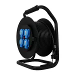 PB-PRO/USB/50M/3X1,5/H05RR-F HAND Przedłużacz bębnowy linia HAND PRO; 3x(2p+Z) +1x(USB-A;USB-C); IP44; 16A; H05RR-F; 3x1,5; 50m; CZARNY